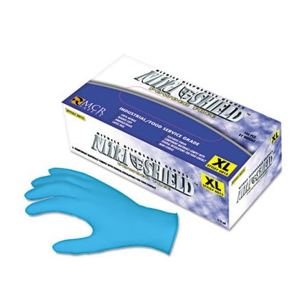 Mcr Safety NitriShield, Disposable Gloves, 4 mil Palm, Nitrile, Powder-Free, L, Blue 6015L